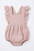 Baby Linen Romper – Dusty Rose