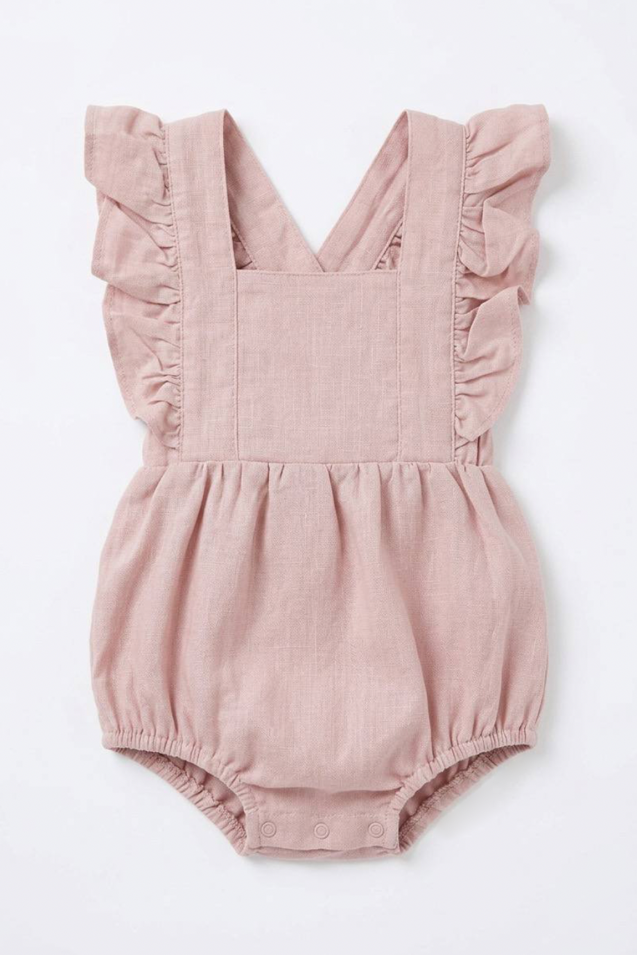 Baby Linen Romper – Dusty Rose