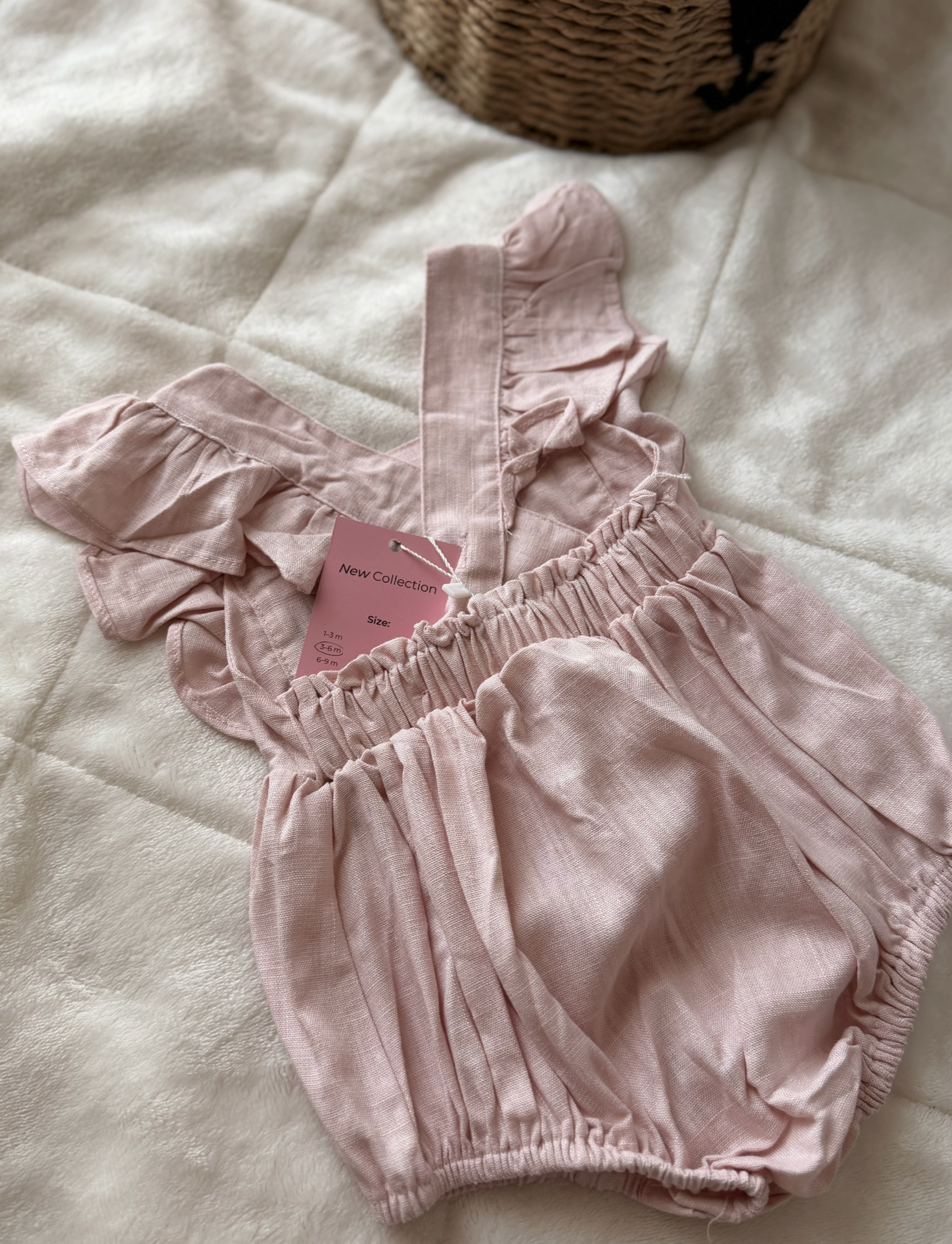 Baby Linen Romper – Dusty Rose