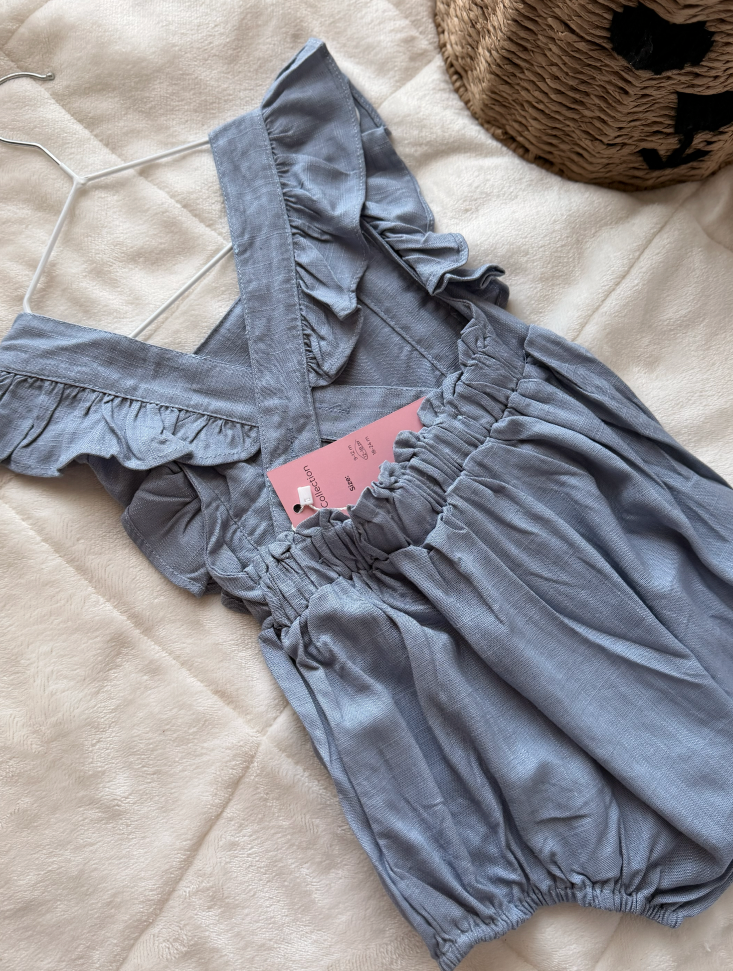 Baby Linen Romper – Sky Blue