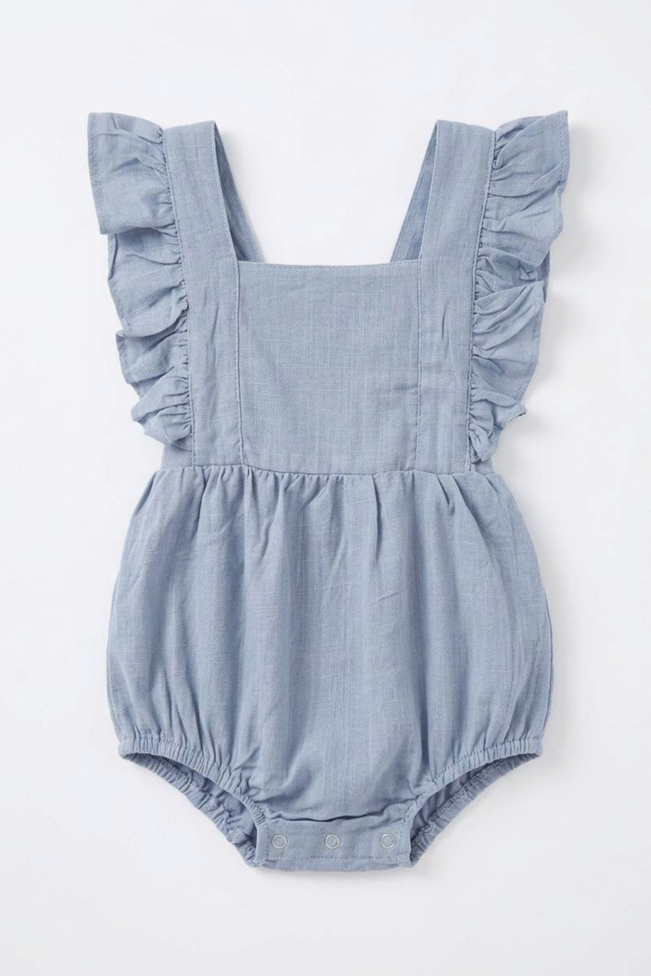 Baby Linen Romper – Sky Blue