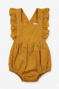 Baby Linen Romper – Mustard