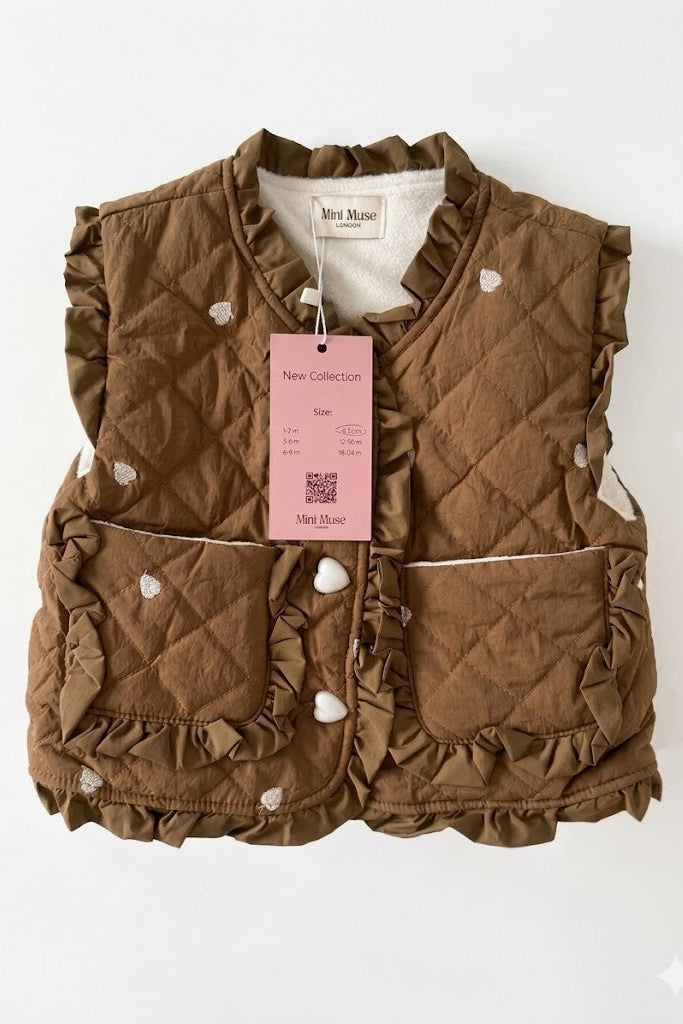 Quilted Insulated Ruffle Vest